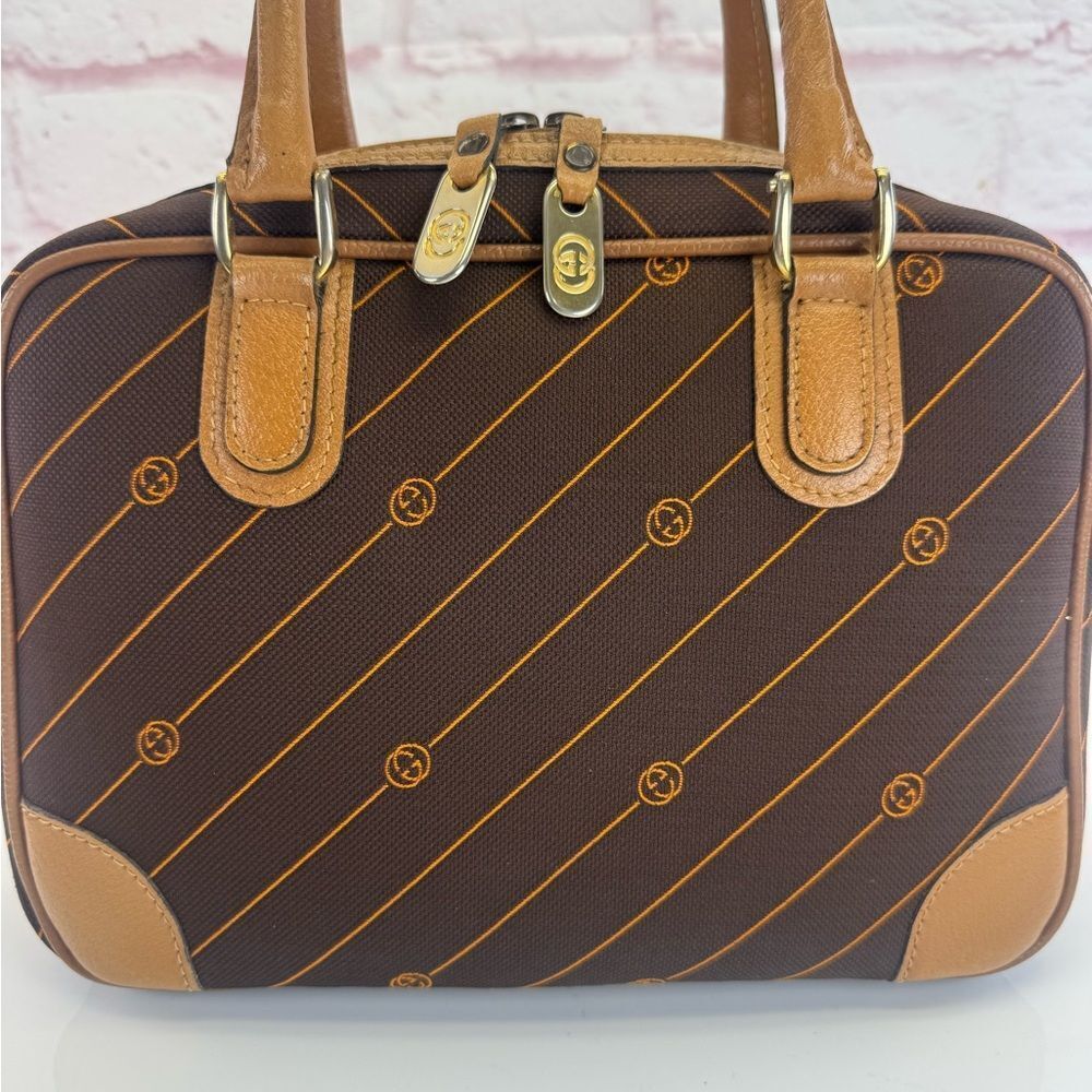 Gucci Vintage GG Interlocking Diagonal Stripe Top Handle Bag - Picture 5 of 15